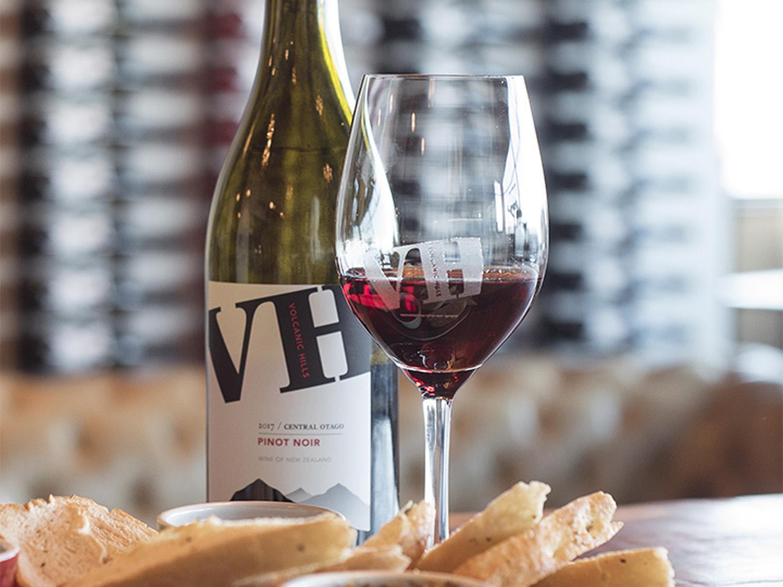 Wine bottle and glass