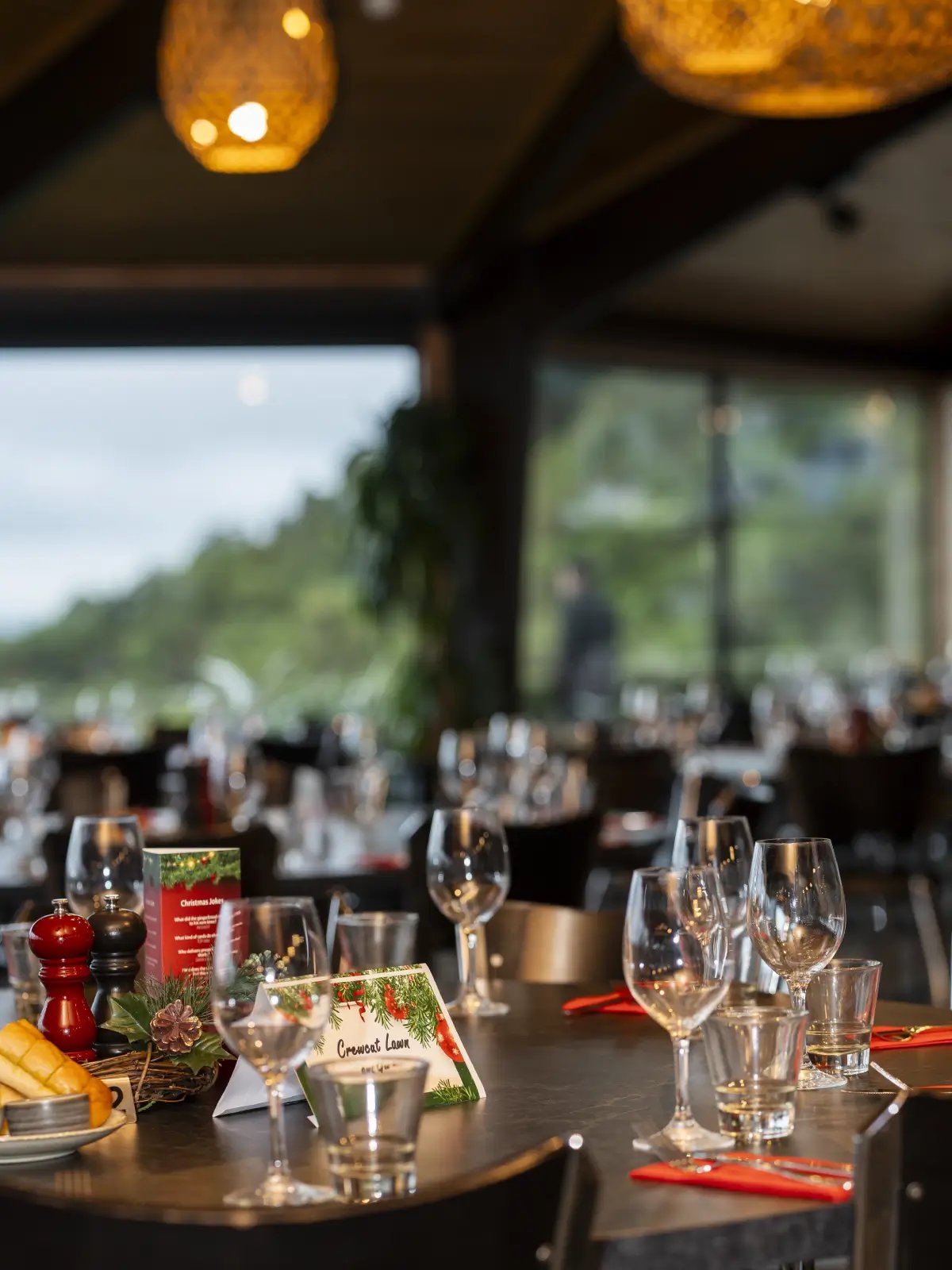 Christmas function table setting at Skyline Rotorua restaurant