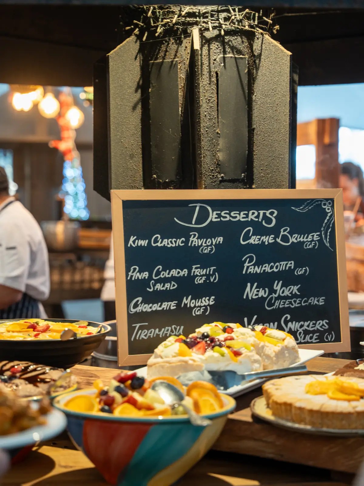 Dessert buffet with pavlova and sweets at a Christmas function at Skyline Rotorua