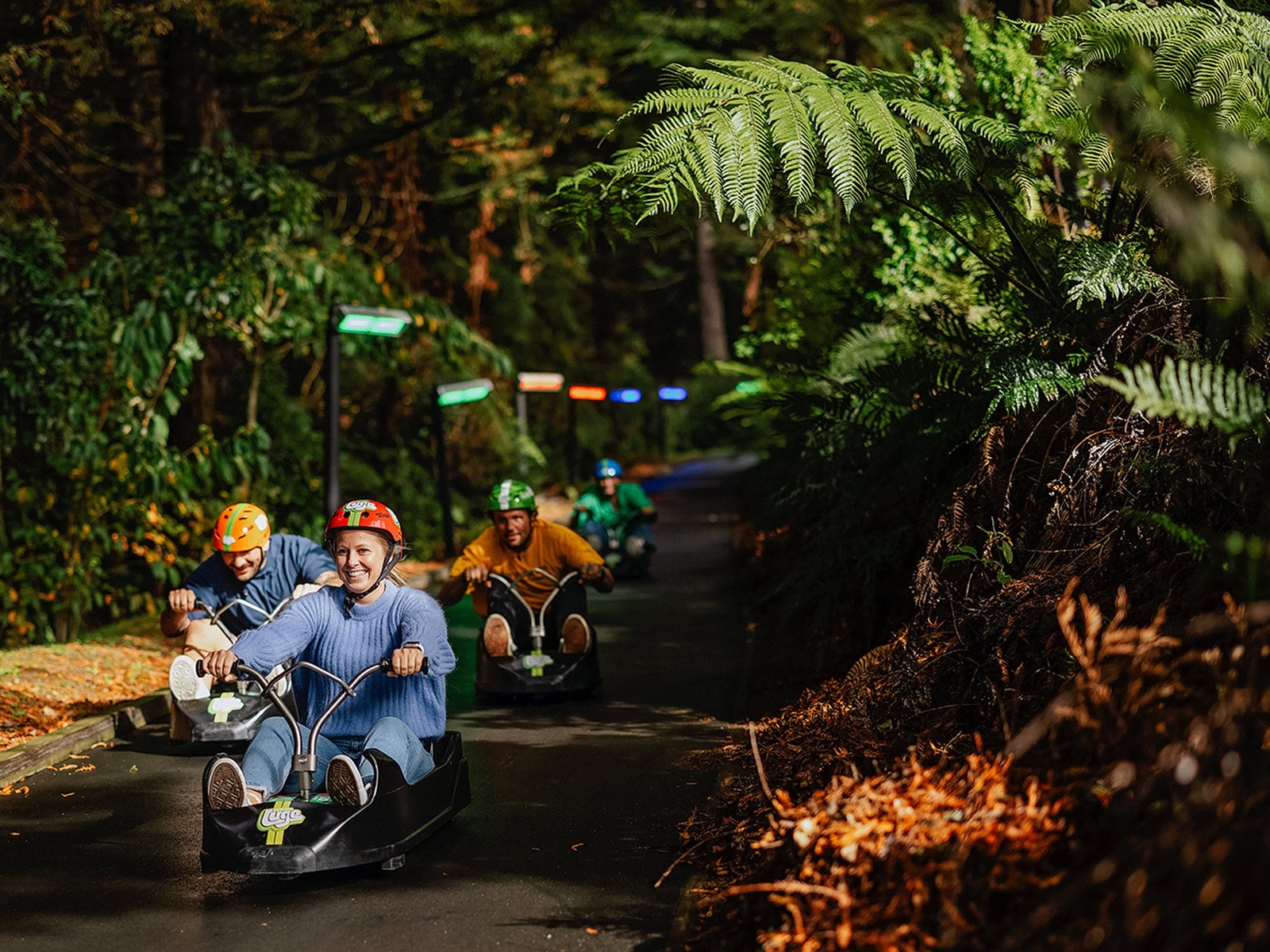 Group going down the Luge track